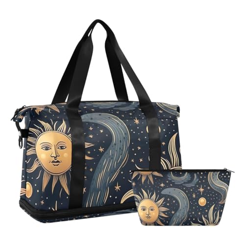 JUMBEAR The God of the Moon Sporttasche mit Nasstasche, Reisetasche für Damen und Herren, große Kapazität mit Schultergurt für Fitnessstudio, Reisen, Schwimmen, a, 48×22×39.5cm von JUMBEAR