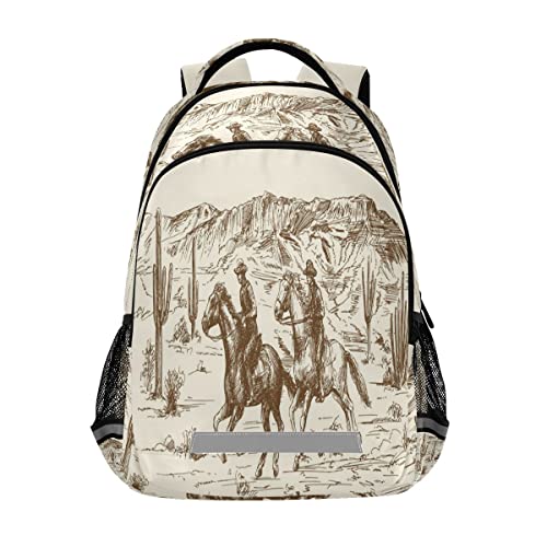 JUMBEAR Western Desert Cowboy Rucksack langlebig wasserdicht Schultasche Reise Laptop Kinder Schule Büchertaschen mit reflektierendem Streifen für Jungen Mädchen, a von JUMBEAR