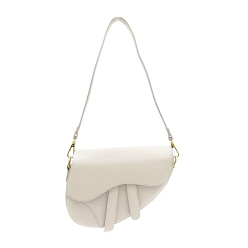 JUMISEE Frauen Trendy Sattel Umhängetasche Weiches Leder Clutch Geldbörse Unterarm Handtasche Crossbody Tasche, Beige, Einheitsgröße von JUMISEE