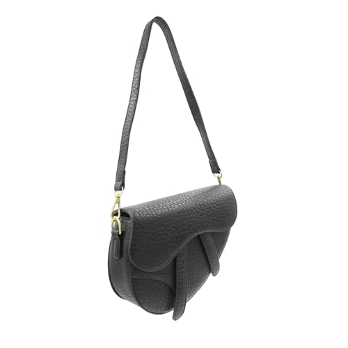 JUMISEE Frauen Trendy Sattel Umhängetasche Weiches Leder Clutch Geldbörse Unterarm Handtasche Crossbody Tasche, Schwarz, Einheitsgröße von JUMISEE