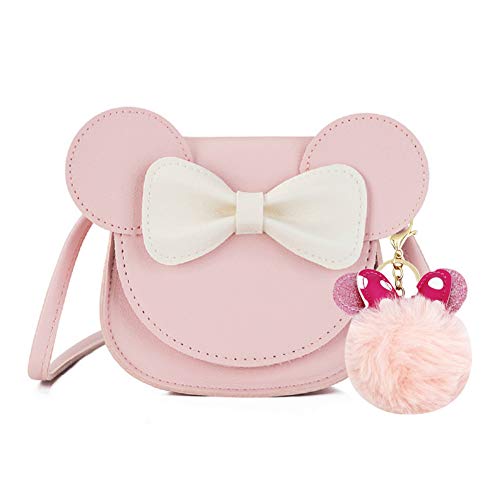 JUMISEE Kleine Mädchen Süße Schleife Crossbody Geldbörse Cartoon Maus Ohr Schulter Handtasche mit Pompons, rose (Pink) - BYbb-200805110B-10 von JUMISEE