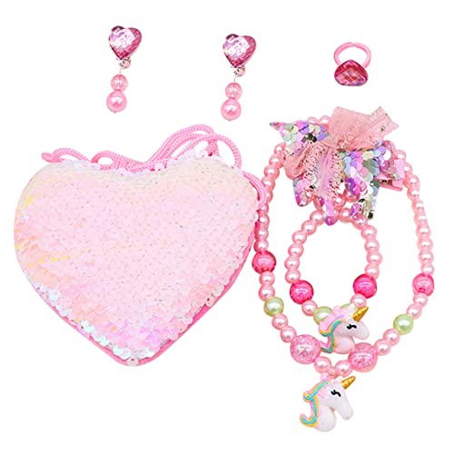 JUMPLAWN 1Satz Einhorn Schmuckset für Teiliges Juwelier Set mit Halskette Ohrringen Armband und Ring Perfektes für Geburtstage und Partys und Langlebig von JUMPLAWN