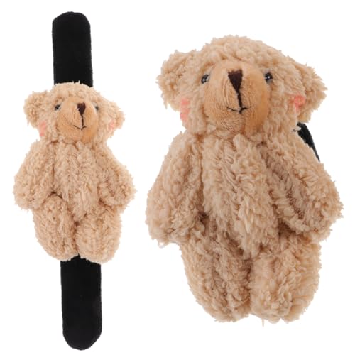 JUMPLAWN 2 Stück Plüsch Klatscharmband Armband mit Niedlichem Bär Motiv Weiches Snap Bracelet für Partys Leicht und Bequem für Jungen und Mädchen Geburtstagsfeiern von JUMPLAWN