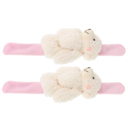 JUMPLAWN 2 Stück Plüsch Snap Armband Cartoon Bär Motiv Slap Bracelet für Mädchen Geburtstagsmitbringsel Party Tierarmband Leicht und Sicher von JUMPLAWN