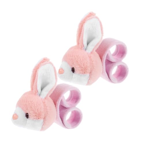 JUMPLAWN 2 Stück Plüsch Tier Themen Schnapparmband Niedliches Kaninchen Slap Band für Geburtstagsfeiern und Party Dekorationen Mitgebsel oder von JUMPLAWN