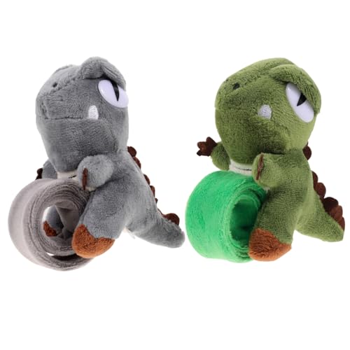 JUMPLAWN 2 Stück Teiliges Dinosaurier Slap Armband Kuscheliges Cartoon Tier Design Weiches Plüsch Material Sicher und Bequem als Partyzubehör Kindergeburtstag Geschenk für Jungen und von JUMPLAWN
