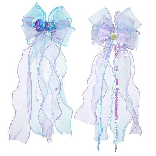 JUMPLAWN 2stücke Meerjungfrau-haarspangen Mit Schleifen Und Muscheldesign Leichte Für Mädchen Und Frauen Bequeme Haaraccessoires Für Jeden Anlass von JUMPLAWN