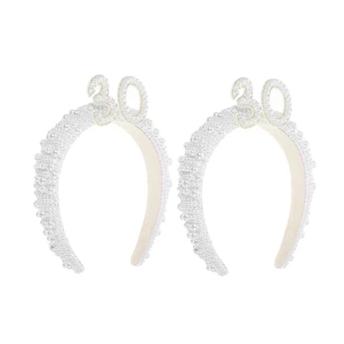 JUMPLAWN 2stücke Geburtstag Stirnbänder Für Frauen Perlen Haarband Für Partys Und Fotoshootings Dekorative Haaraccessoires Für Geburtstag Einzigartiges Für Frau von JUMPLAWN