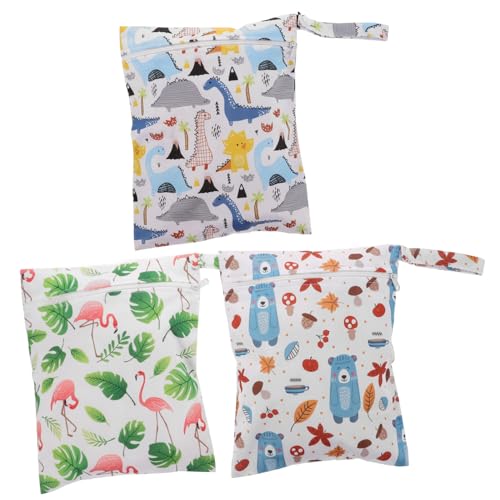 JUMPLAWN 3stücke wasserdichte Wickeltasche Mit Stickerei Wiederverwendbar Für Schmutzige Und Nasse Kleidung Praktischer Schnappgriff Geeignet Für Babyartikel Und Kita von JUMPLAWN