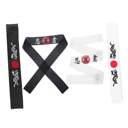 JUMPLAWN 4 Stück Japanisches Ninja Stirnband aus Atmungsaktivem Polyester Vielseitig Einsetzbar für Karate Training Sushi und Japanische Sportmode Komfortabel Robust und Modisch im von JUMPLAWN