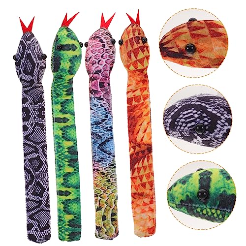 JUMPLAWN 4 Stück Stofftier Schlangen Ohrfeigenarmbänder für Kinder Plüsch Armbänder als Partygeschenk für Jungen und Mädchen Lustige Spielzeuge für Geburtstagsfeiern von JUMPLAWN