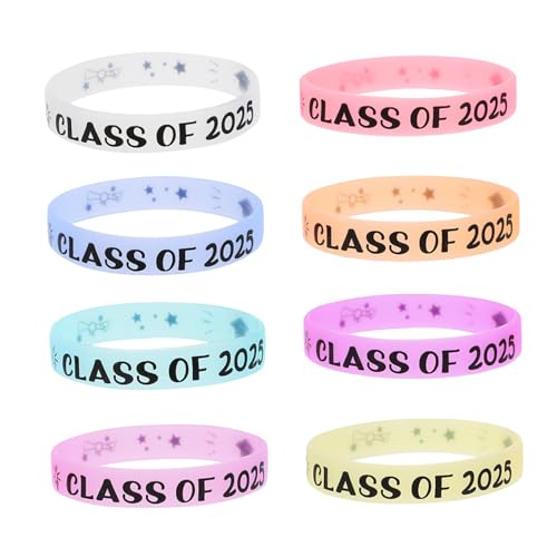 JUMPLAWN 8 Stück Graduation Silicone Wristbands Nachtleuchtende Armbänder für Abschlussfeiern der Klasse Bequeme und Strapazierfähige Erinnerungsstücke für Lehrer von JUMPLAWN