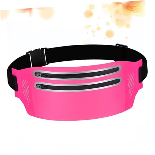 JUMPLAWN Ultradünne Bauchtasche mit Doppelseitigem Reißverschluss Verstellbarem Gurt und Kopfhörerloch Praktische Handytasche für Frauen für Laufen Wandern und Outdoor Sport Rosy von JUMPLAWN