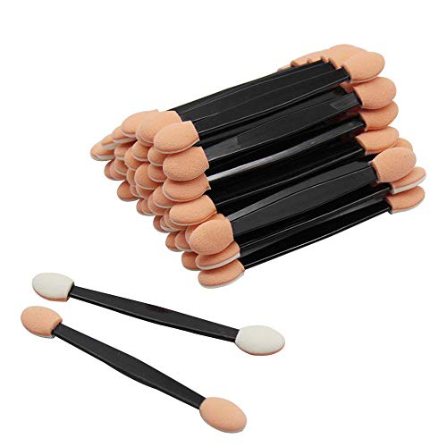 JUN-H 100 Stück Dual Ended Ovale Make up Lidschatten Bürsten Einweg Lidschatten Applikator Doppelseitige Schwammaufträger Geeignet für Frauen und Mädchen, die Täglich Make-up Verwenden von JUN-H