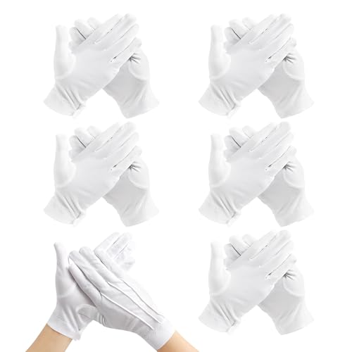 JUNART 5 Pair White Ceremonial Gloves with Buckles for Tuxedo, guard of honor, parade,Jewelry Inspection,Formal Occasions von JUNART