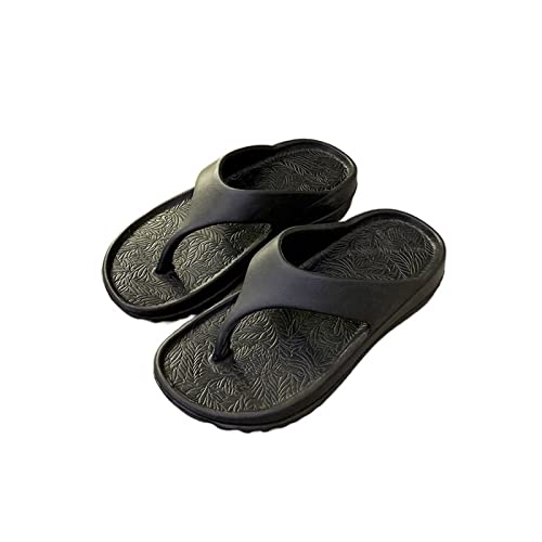 badeschuhe Mode Persönlichkeit Flip-Flops weibliche Sommermode äußere dicke Unterseite einfache koreanische Version von Sandalen Clip Füße Oberbekleidung Strandschuhe weiblich badeschlappen(Schwarz,37 von JUNCHENG1008