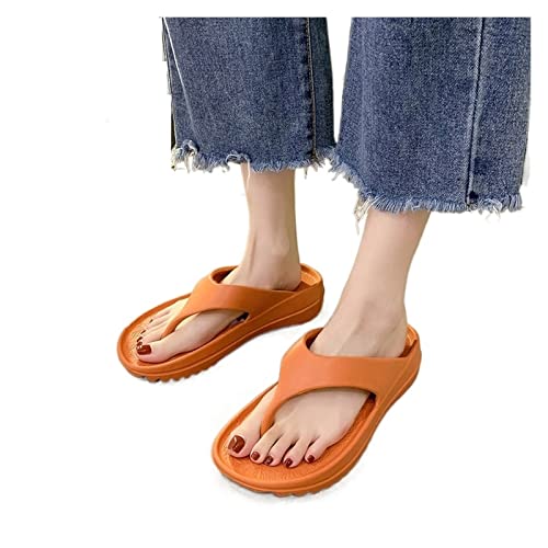 badeschuhe Mode Persönlichkeit Flip-Flops weibliche Sommermode äußere dicke Unterseite einfache koreanische Version von Sandalen Clip Füße Oberbekleidung Strandschuhe weiblich badeschlappen(Orange,35/ von JUNCHENG1008