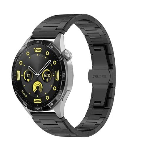 JUNCHENGBAO 22MM Edelstahlarmband Kompatibel mit Uhr GT2 Pro/GT 3 3Pro GT2E Metallarmband Kompatibel mit Uhr 4 3 3Pro GT4 46MM GTR4 3 47(Black,22MM Width) von JUNCHENGBAO