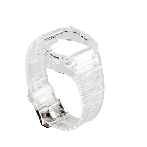 JUNCHENGBAO Kompatibel mit GW-B5600 Uhrenlünette 3229 DW-5600 DW5600 Mod Kit GW-M5610 Transparentes Silikonarmbandgehäuse G-Shock Transparentes Uhrenset(Jelly transparent,5610 series) von JUNCHENGBAO