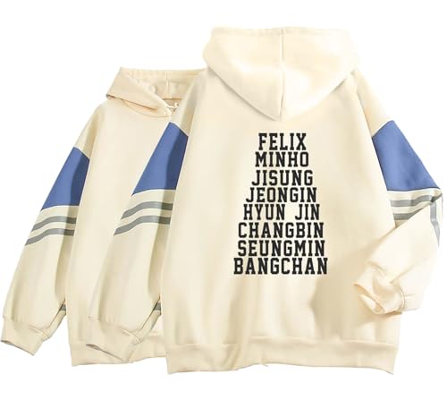 JUNG KOOK SKZ Hoodie Hyunjin, Felix, Changbin, Bangchan Sweatshirt Shirt Skz Merch für Damen, Beige., XL von JUNG KOOK