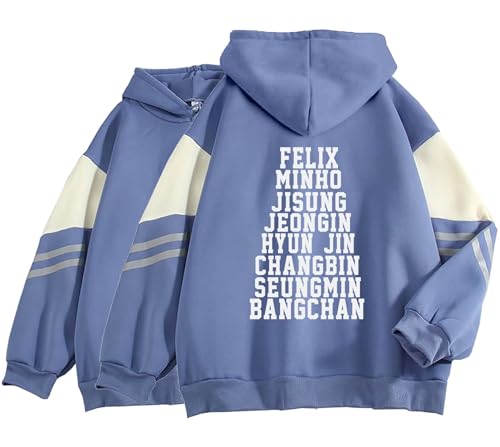 JUNG KOOK SKZ Hoodie Hyunjin, Felix, Changbin, Bangchan Sweatshirt Shirt Skz Merch für Damen, A Blue, Medium von JUNG KOOK