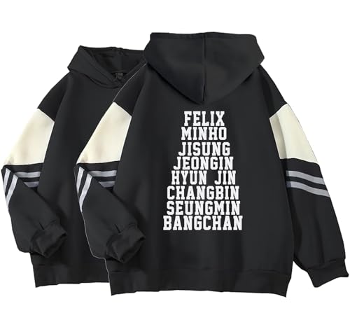 JUNG KOOK SKZ Hoodie Hyunjin, Felix, Changbin, Bangchan Sweatshirt Shirt Skz Merch für Damen, A Schwarz, M von JUNG KOOK