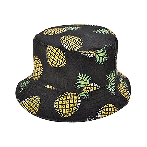 JUNGEN Ananas Fischerhut Damen Basin Hut Sonnenschutz Kappe Zusammenklappbar Hüte,Schwarz von JUNGEN