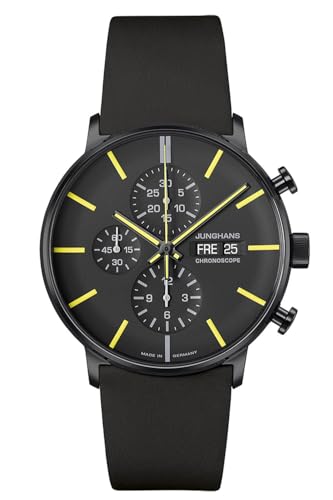 JUNGHANS Herrenuhr Form A Chronoscope Schwarz/Gelb 27/4473.02 von JUNGHANS