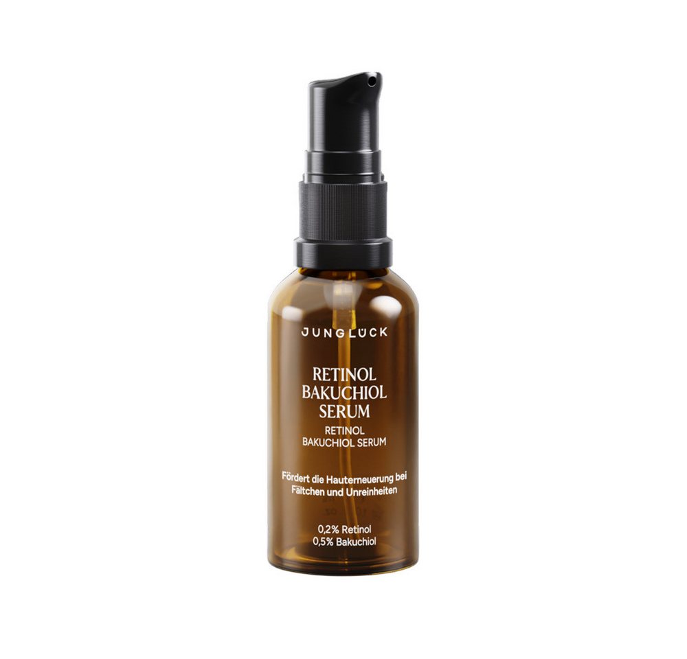 JUNGLÜCK Gesichtsserum Retinol Bakuchiol Serum, 1-tlg., Unterstützt die Zellerneuerung & sorgt für ein ebenmäßigeres Hautbild JUNGLÜCK Gesichtsserum Retinol Bakuchiol Serum, 1-tlg., Unterstützt die Zellerneuerung & sorgt für ein ebenmäßigeres Hautbild von JUNGLÜCK