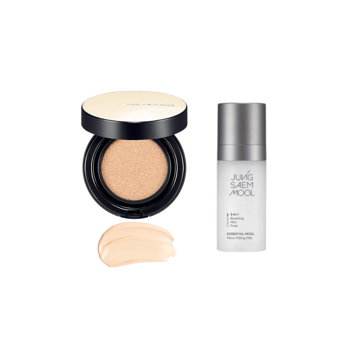 JUNGSAEMMOOL - Essential Skin Nuder Cushion SPF50+ PA+++ 14g - 19 Light (1ea) + Essential Mool Micro Fitting Mist - 55ml (1ea) Set von JUNGSAEMMOOL