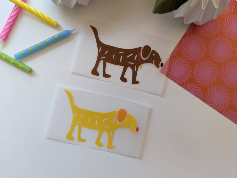 Bügelbild Hund Gelb Oder Braun | Dackel Kleines Süßes Für Kinder Iron On Aufbügler Applikation von JUNIQIND