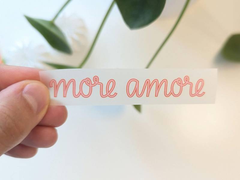 Bügelbild More Amore | Rosa Orange Kleines Schrift Erwachsene Italien Italienisch von JUNIQIND