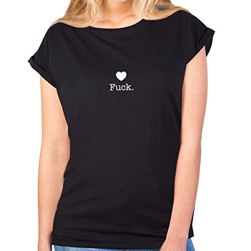 JUNIWORDS Damen T-Shirt Rolled up Sleeves - Fuck. - Wähle Größe & Farbe - Größe: S - Farbe: Schwarz JUNIWORDS Damen T-Shirt Rolled up Sleeves - Fuck. - Wähle Größe & Farbe - Größe: S - Farbe: Schwarz von JUNIWORDS