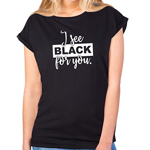 JUNIWORDS Damen T-Shirt Rolled up Sleeves - I See Black for You. - Wähle Größe & Farbe - Größe: M - Farbe: Schwarz JUNIWORDS Damen T-Shirt Rolled up Sleeves - I See Black for You. - Wähle Größe & Farbe - Größe: M - Farbe: Schwarz von JUNIWORDS