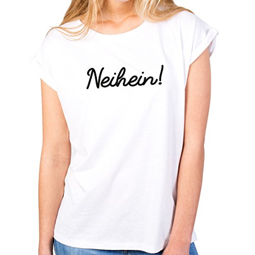 JUNIWORDS Damen T-Shirt Rolled up Sleeves - Neihein! - Wähle Größe & Farbe - Größe: L - Farbe: Weiß JUNIWORDS Damen T-Shirt Rolled up Sleeves - Neihein! - Wähle Größe & Farbe - Größe: L - Farbe: Weiß von JUNIWORDS