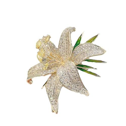 Elegante Vintage Lilies Broschen Schöne Blumen Dekorierte Lilien Brosche Schmücken Strudy Legierung Lappel Pin Charme von JUNNASALIKER