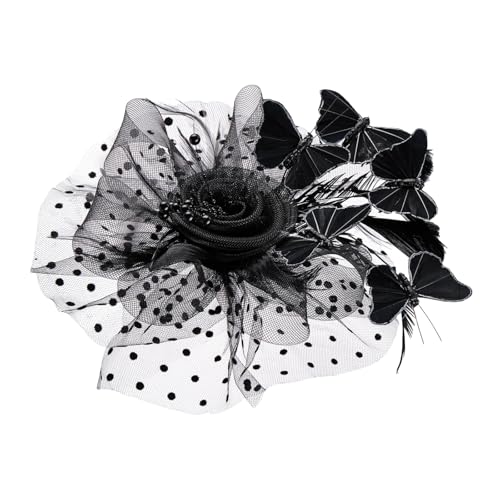 Fascinator Mit Verziertem Schmetterling Braut Kopfstück Stirnband Verstellbares Haarclip Für Brautkleider Tanzkostüm von JUNNASALIKER