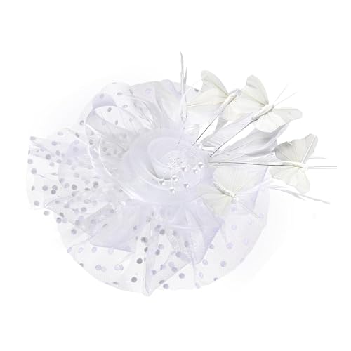 Fascinator Mit Verziertem Schmetterling Braut Kopfstück Stirnband Verstellbares Haarclip Für Brautkleider Tanzkostüm von JUNNASALIKER