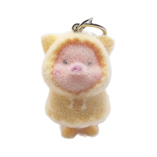 JUNNASALIKER 3D Flockenschlüsselkette Für Frauen Mädchen Modische Cartoon Tierwagen Schlüsselkette Bag Hanges Ornament Schmuck Geschenk von JUNNASALIKER