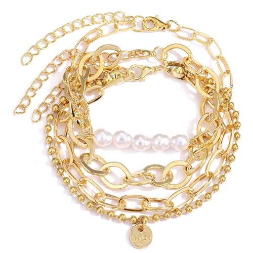 JUNNASALIKER 3pack Geometrisches Perlenarmband Geometrische Verknüpfungskette Armband Handgefertigter Verstellbarer Schmuck Für Stilvolle Frauen Vorhanden von JUNNASALIKER