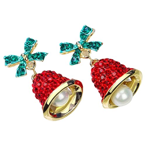 JUNNASALIKER Bowknot Glocken Baumeln Ohrringe Mit Strasssteinen Und Perlen Urlaub Schmuck Weihnachtsfeier Accessoire Handgefertigtes Ohrbedeckung von JUNNASALIKER
