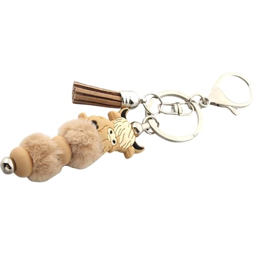 JUNNASALIKER Cartoon Kuhschlüsselkette Mit Quasten Silikonperle Und Tierschlüsselung Anhänger Dekorationsbeutel Charme Rucksack Dekoration von JUNNASALIKER