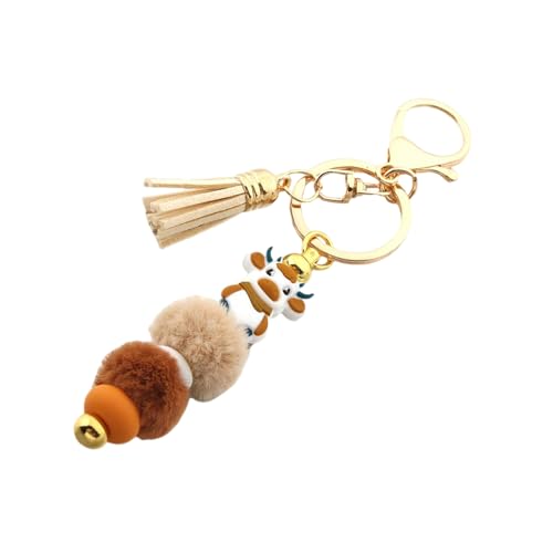 JUNNASALIKER Cartoon Kuhschlüsselkette Mit Quasten Silikonperle Und Tierschlüsselung Anhänger Dekorationsbeutel Charme Rucksack Dekoration von JUNNASALIKER
