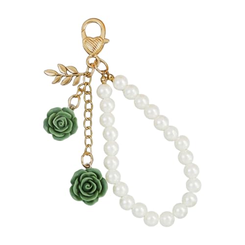 JUNNASALIKER Elegante Roseperlen Schlüsselbundharzblumen Und Legierungsschloss Keyring Perlen Key Chain Accessoires Für Modische Frauen von JUNNASALIKER