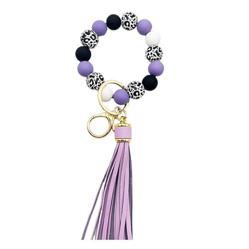 JUNNASALIKER Frauen Perlen Keychain Armband Armband Mit Pu Ques Und Holzperlen Frauen Perlen Armreifenketten Für Jeden Anlass von JUNNASALIKER