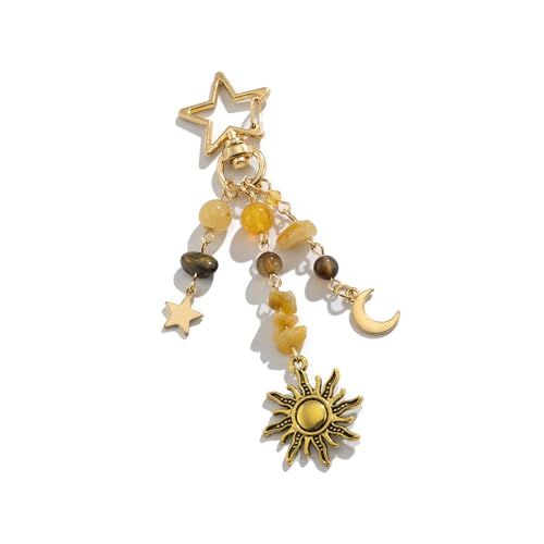JUNNASALIKER Geometrischer Star Moon Schlüsselbund Für Trendige Frauen Und Mädchen Böhmische Stile Farbenfrohe Perlen Bag Charme Schmuckzubehör Accessoire von JUNNASALIKER