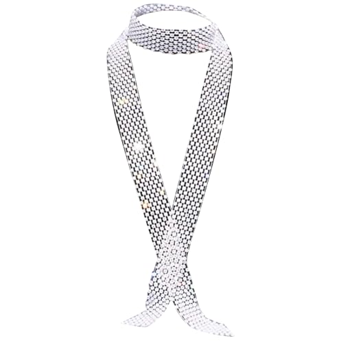 JUNNASALIKER Langes Halstuch Mit Strasssteinen Für Damen Und Mädchen Schimmerndes Halstuch Abendparty Krawatte Nachtclub Anzieh Accessoire von JUNNASALIKER