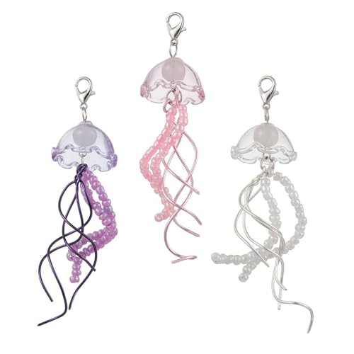 JUNNASALIKER Lebendige Glasperlenqualle Designs Schlüsselbund Und Winde Chimes ZERNAME FÜR SEA Liebhaber Täglich Lässigen Gebrauch von JUNNASALIKER