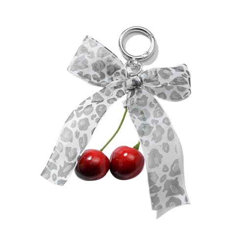 JUNNASALIKER Mode Cherrys Und Bowknot Bag Keyring Tragbares Stury Legierungs Schlüsselzubehör Für Damen Und Trendige Frauen von JUNNASALIKER