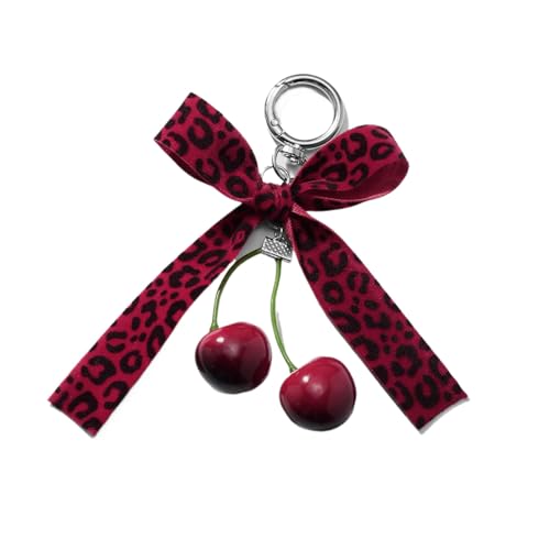 JUNNASALIKER Mode Cherrys Und Bowknot Bag Keyring Tragbares Stury Legierungs Schlüsselzubehör Für Damen Und Trendige Frauen von JUNNASALIKER